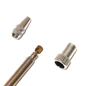 Presta Ventil Set, Ventildeckel und Pumpaufsatz, silber